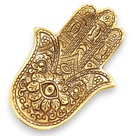Incense Burner Gold Aluminium Small Hamsa - SHAMTAM.COM
