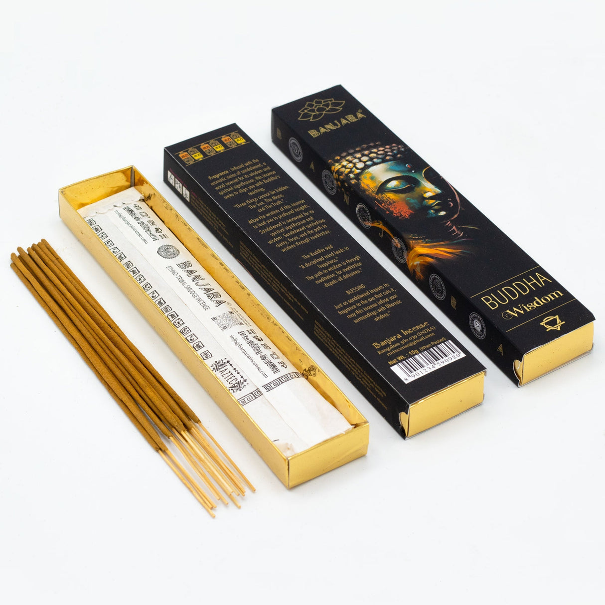 EMILAGE Banjara Buddha of Wisdom Incense Sticks - Premium Aromatic Experience with Elegant Black and Gold Packaging - SHAMTAM.COM