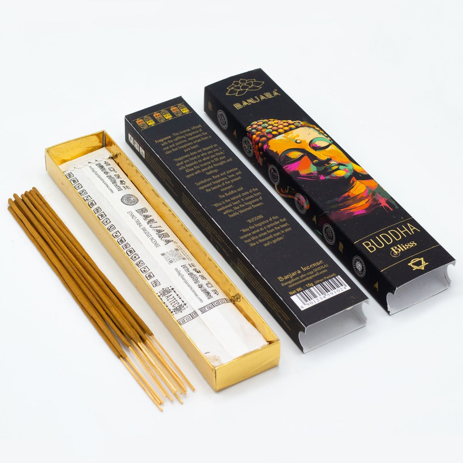 Banjara Buddha Bliss Incense Sticks - Aromatic Spiritual Relaxation with Colorful Buddha Artwork Packaging - SHAMTAM.COM