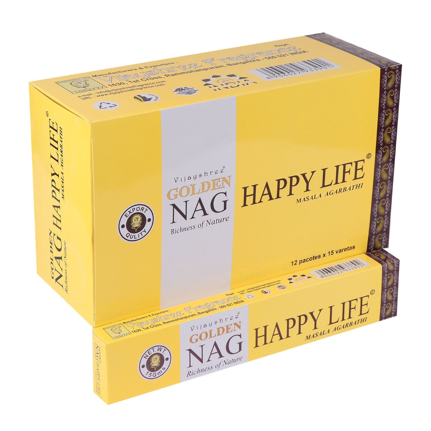 Incense Sticks Happy Life Golden Nag 15g Vijayshree - SHAMTAM.COM