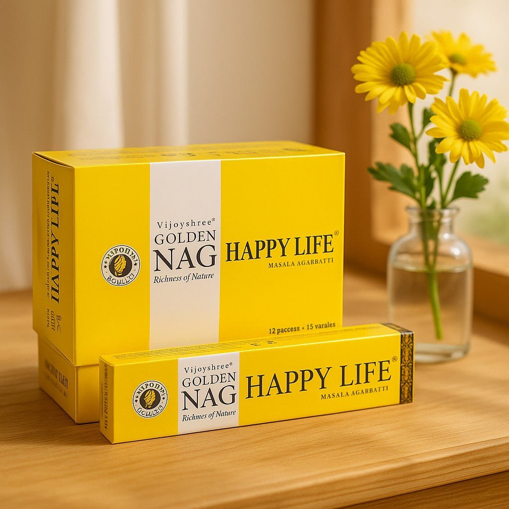 Incense Sticks Happy Life Golden Nag 15g Vijayshree - SHAMTAM.COM