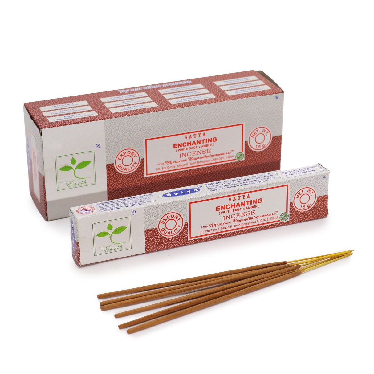 Satya Enchanting Earth Incense 15gm Pack - White Sage & Amber Aroma - Authentic Quality Incense Sticks - SHAMTAM.COM