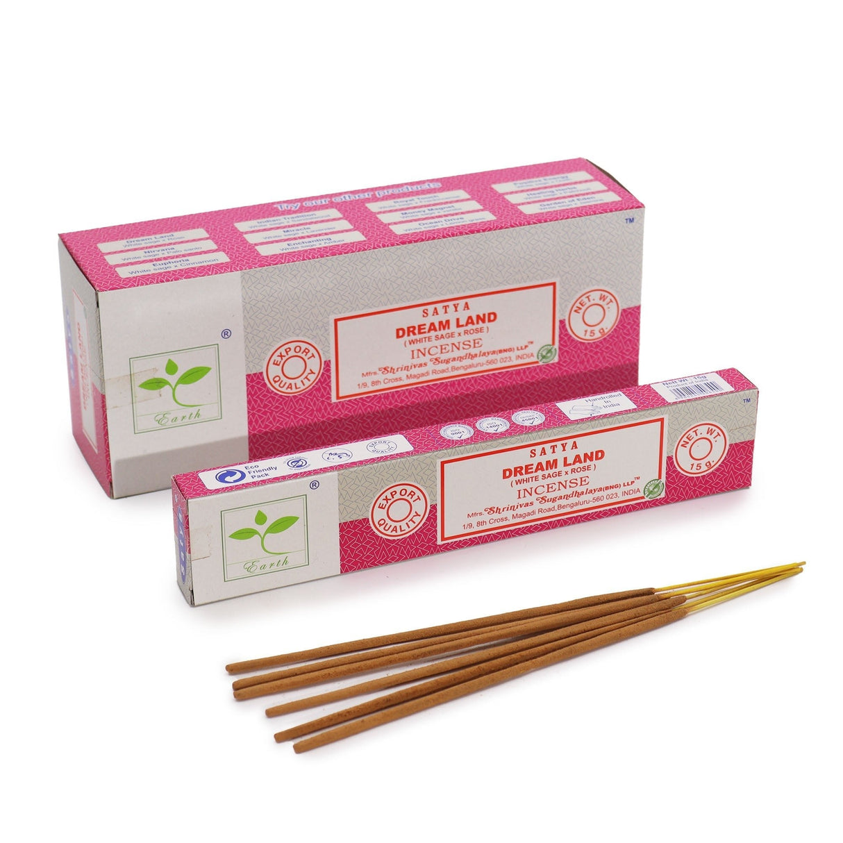 Satya Dream Land Incense 15gm - White Sage & Rose | Eco - Friendly Aromatic Sticks for Relaxation & Meditation - SHAMTAM.COM