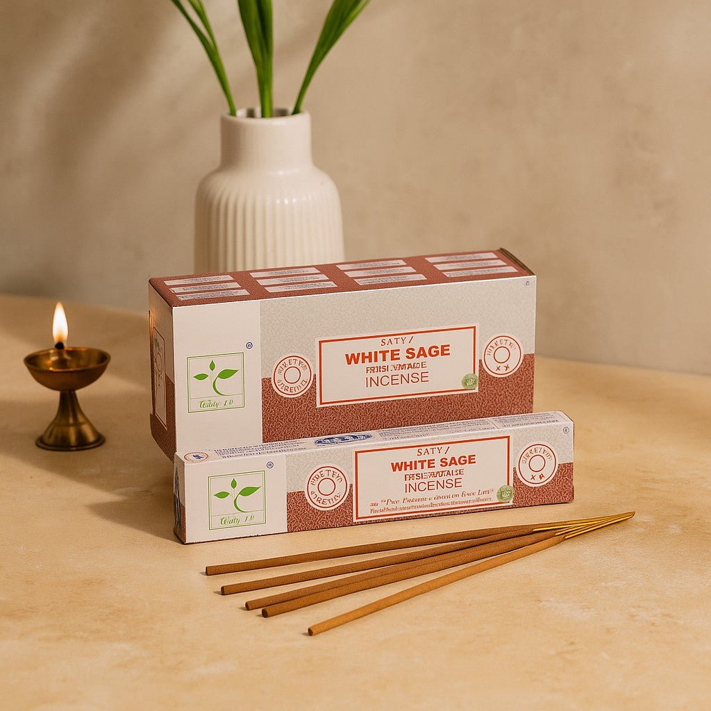 Incense Sticks White Sage Cinnamon 15g Pack Satya - SHAMTAM.COM
