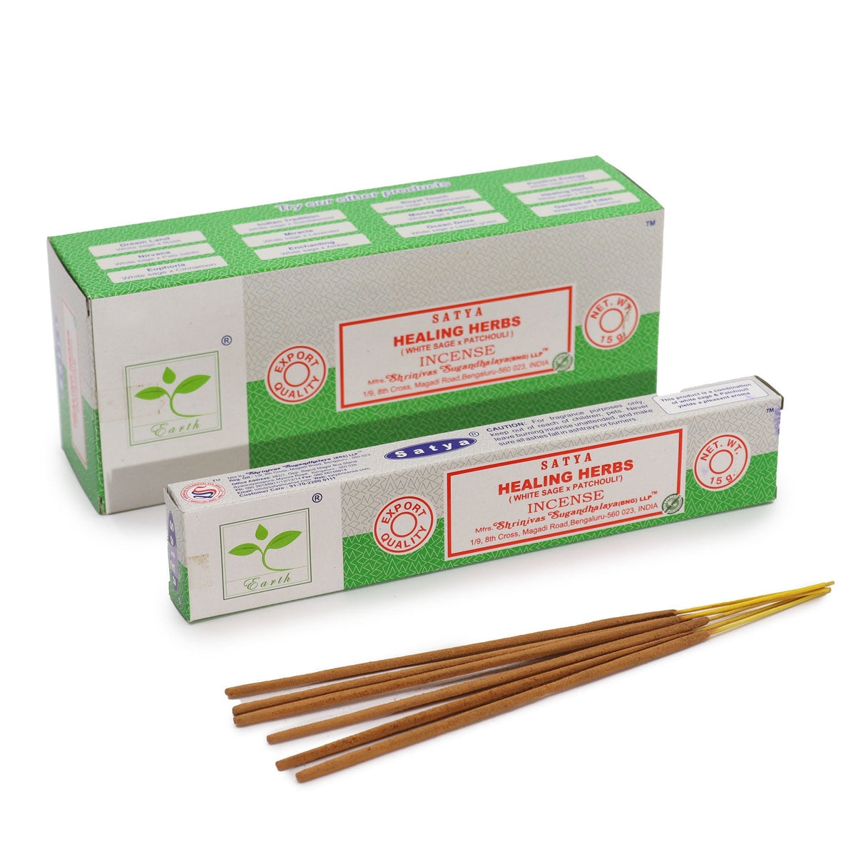 Satya Healing Herbs Incense Sticks 15gm - White Sage & Patchouli - SHAMTAM.COM