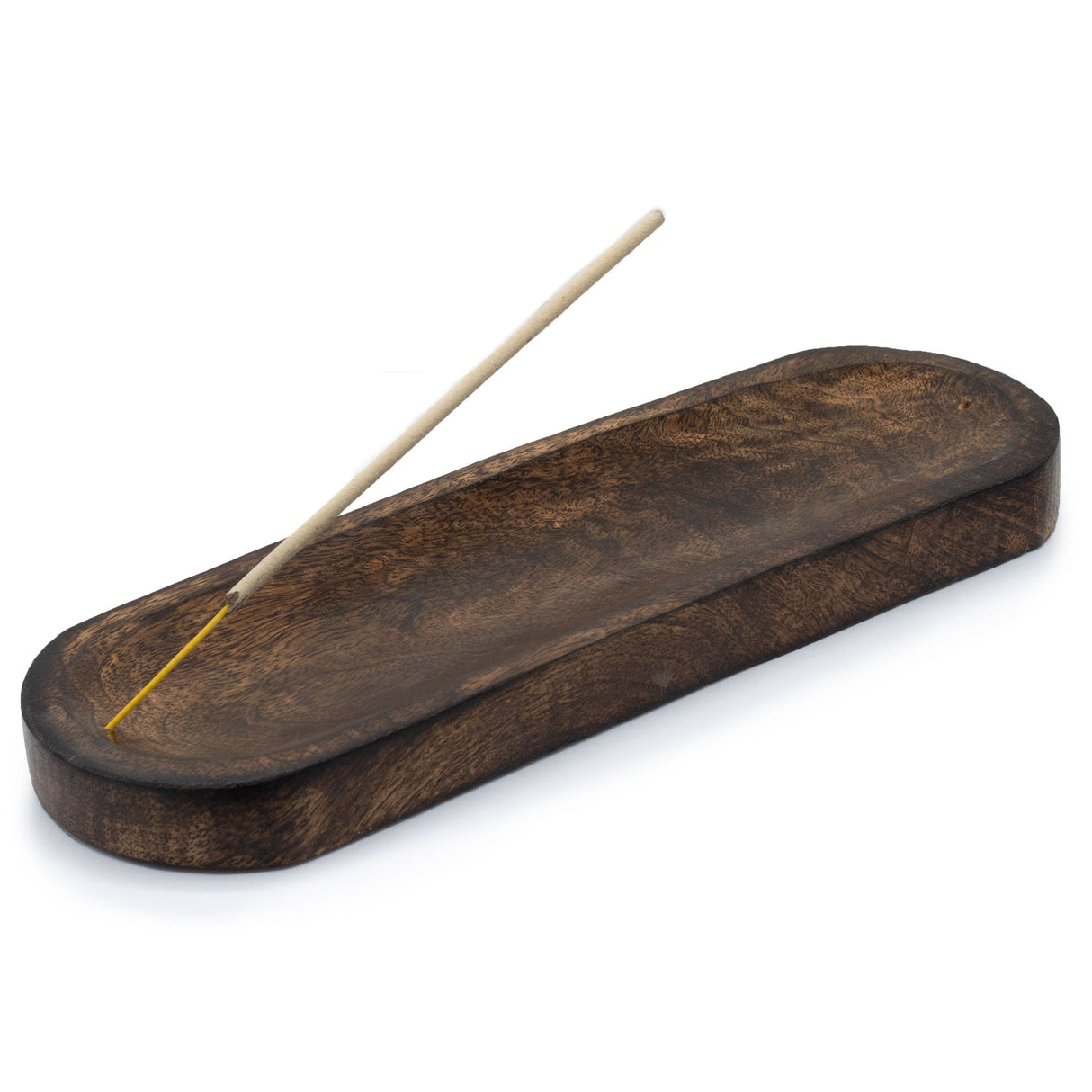 Classic Mango Wood Large Incense Tray - 30x10cm Oval Decorative Organizer with Natural Grain Finish - SHAMTAM.COM