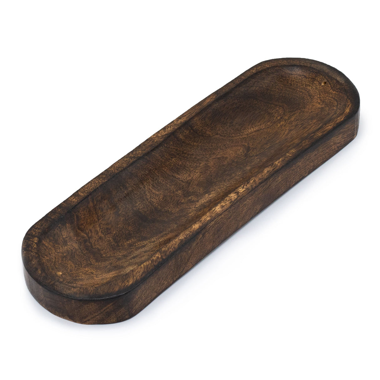 Classic Mango Wood Large Incense Tray - 30x10cm Oval Decorative Organizer with Natural Grain Finish - SHAMTAM.COM