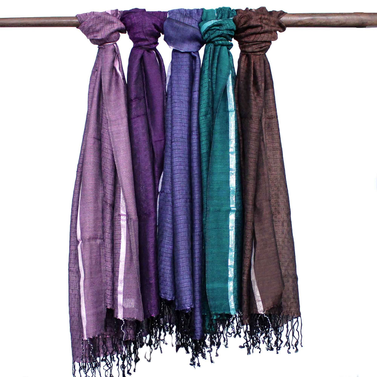 Indian Boho Cotton Scarf - Gold Thread Assorted Colors - SHAMTAM.COM