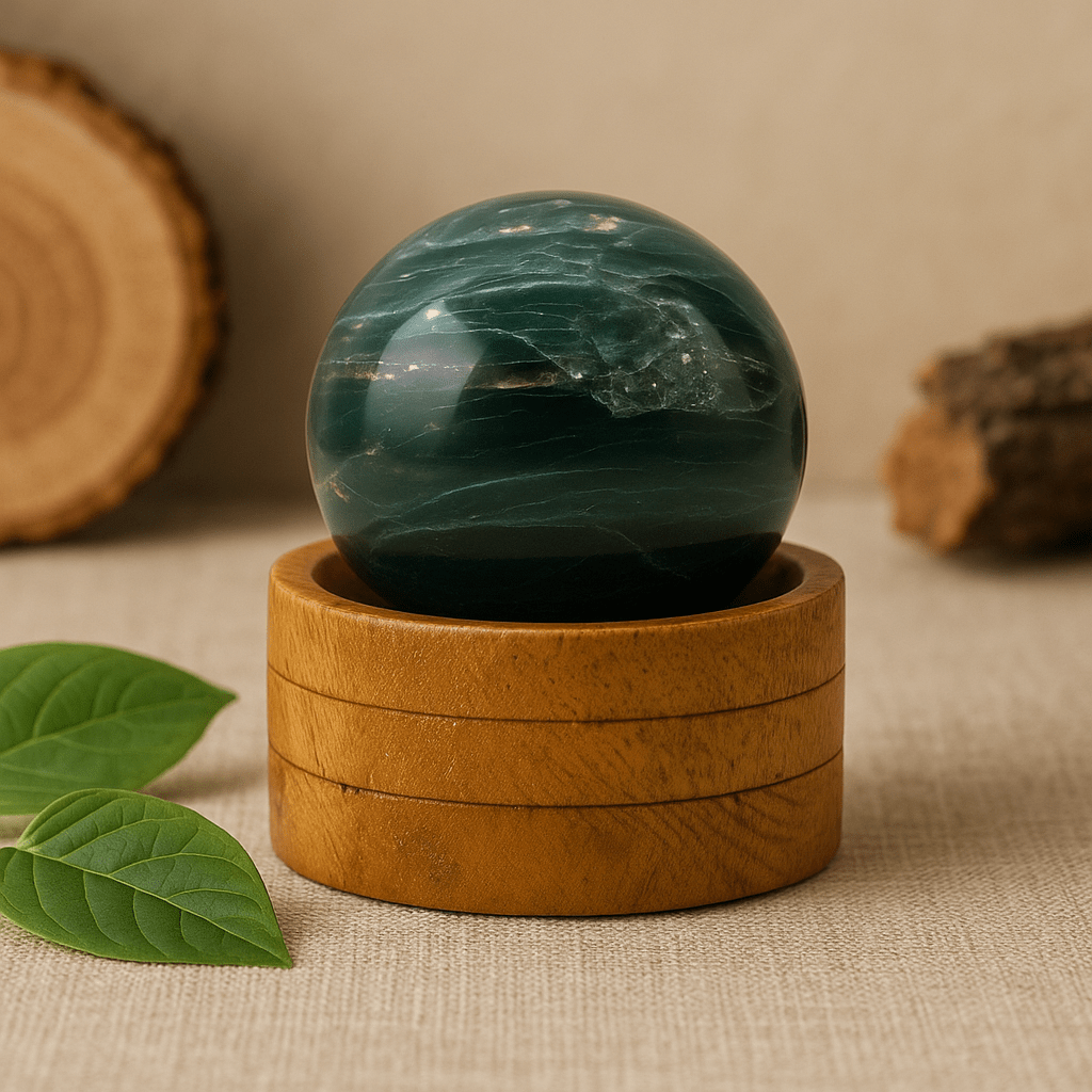 Indian Jade Sphere 50mm With Stand - SHAMTAM.COM