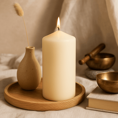 Ivory Pillar Candle 80 x 200mm - SHAMTAM.COM