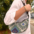 Jacquard Hobo Bag - Geo - Geen (brown strap) - SHAMTAM.COM