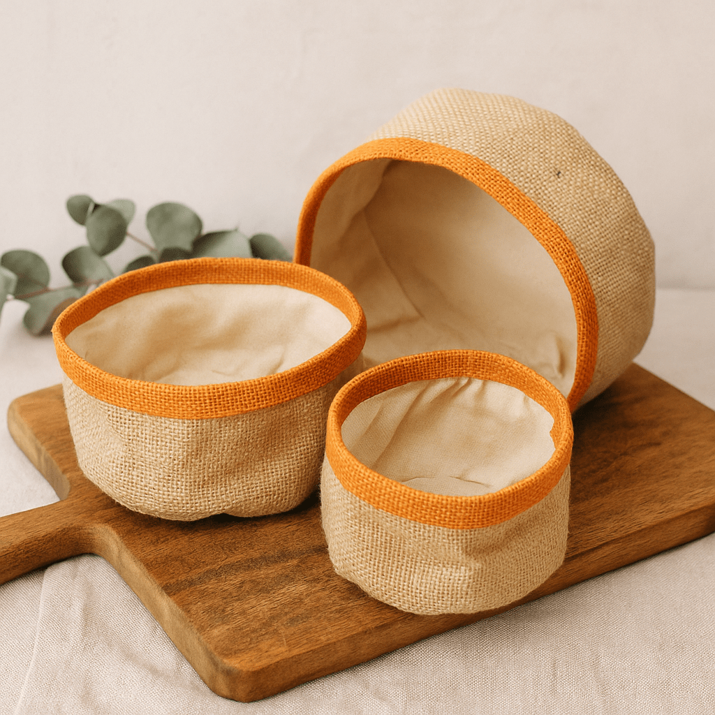 Jute Baskets Set of 3 Turmeric - SHAMTAM.COM