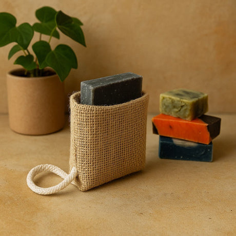 Jute Exfoliating Soap Pouch, Natural - SHAMTAM.COM