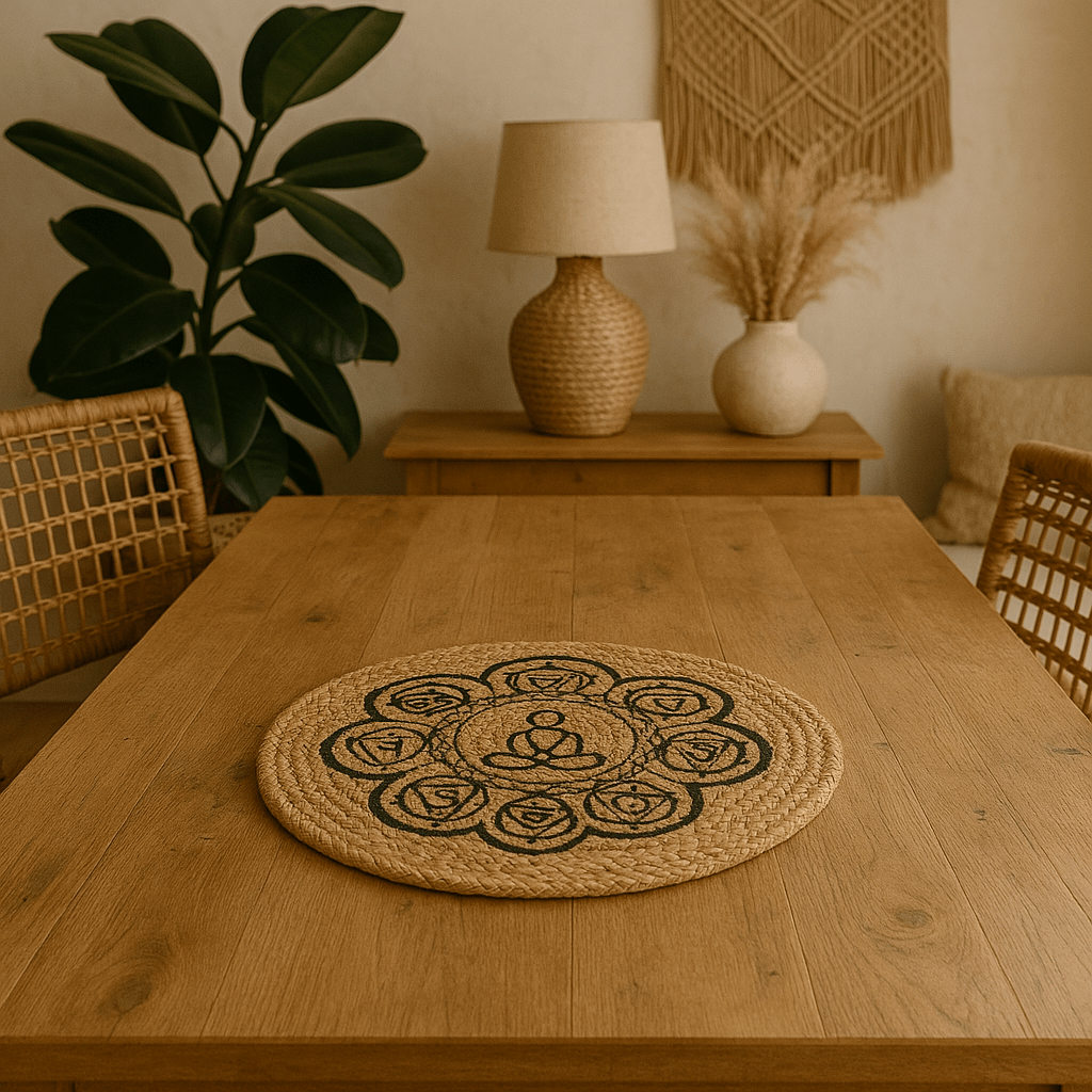 Natural Place Mat - Jute 30cm - Chakra Print - SHAMTAM.COM