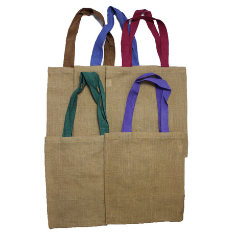 Jute Tote Bag Large Blue Handles - SHAMTAM.COM