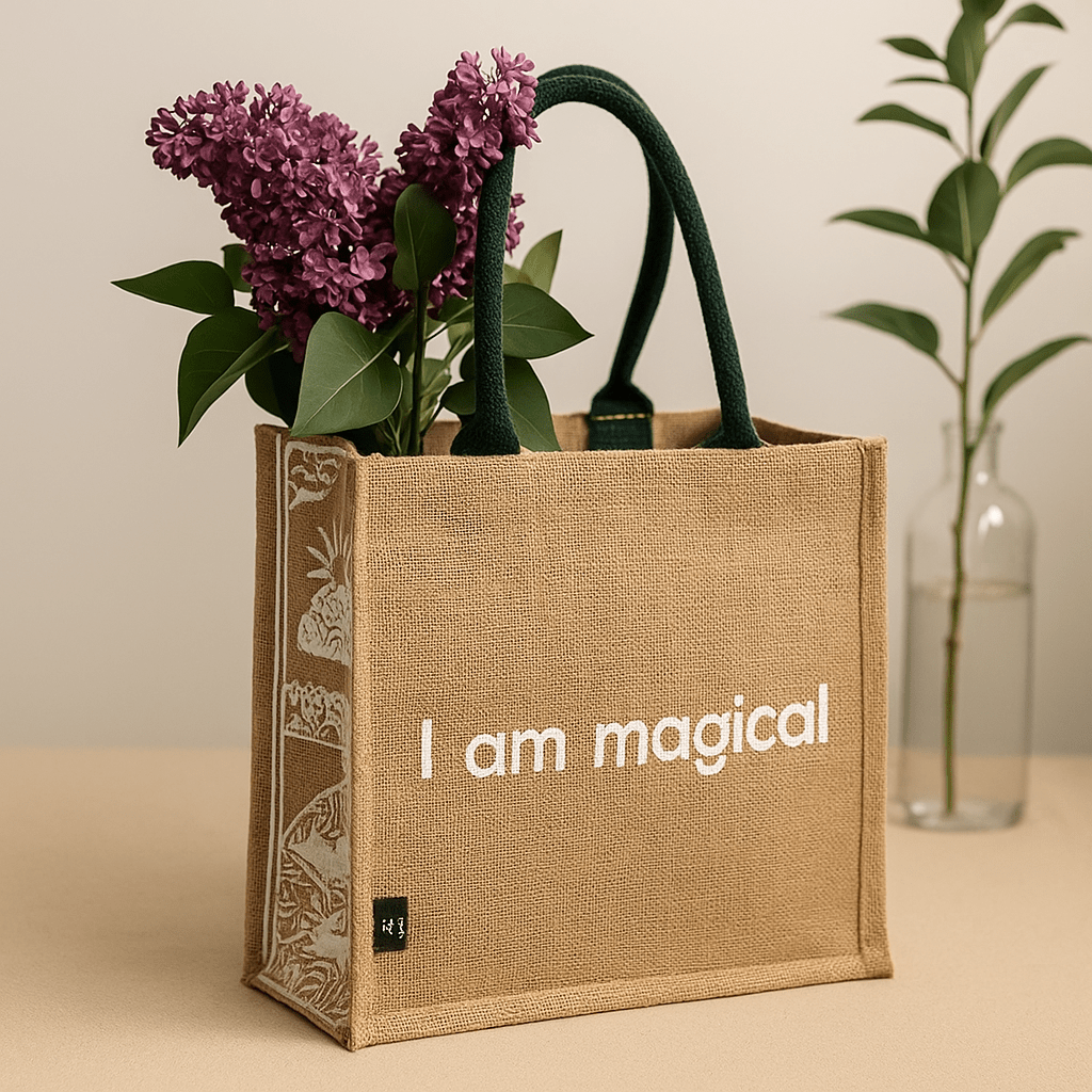 Jute Tote Bag Large - Hop Hare - SHAMTAM.COM