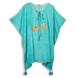 Nomad Sari On the Med Collection - Kaftan - Turquoise & Gold Love Design - SHAMTAM.COM