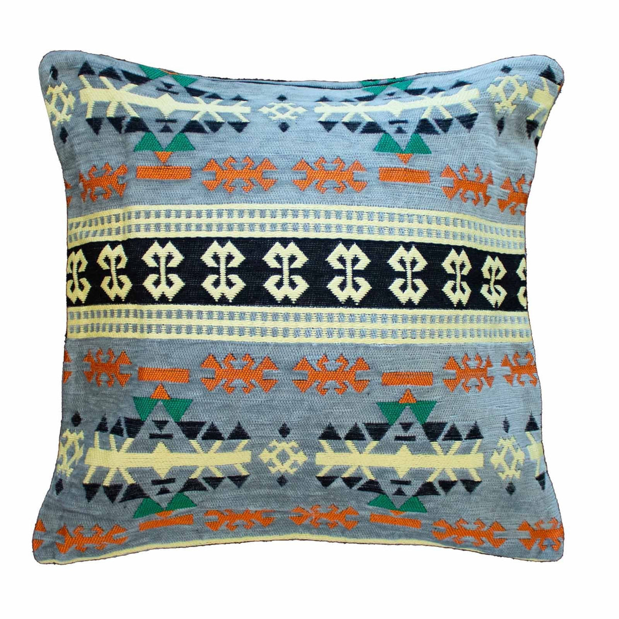 Kilim Cushion Cover - Turkish Charcoal Geometric - SHAMTAM.COM