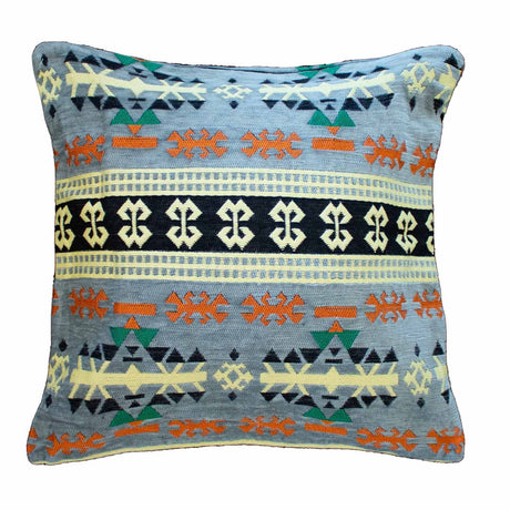 Kilim Cushion Cover - Turkish Charcoal Geometric - SHAMTAM.COM