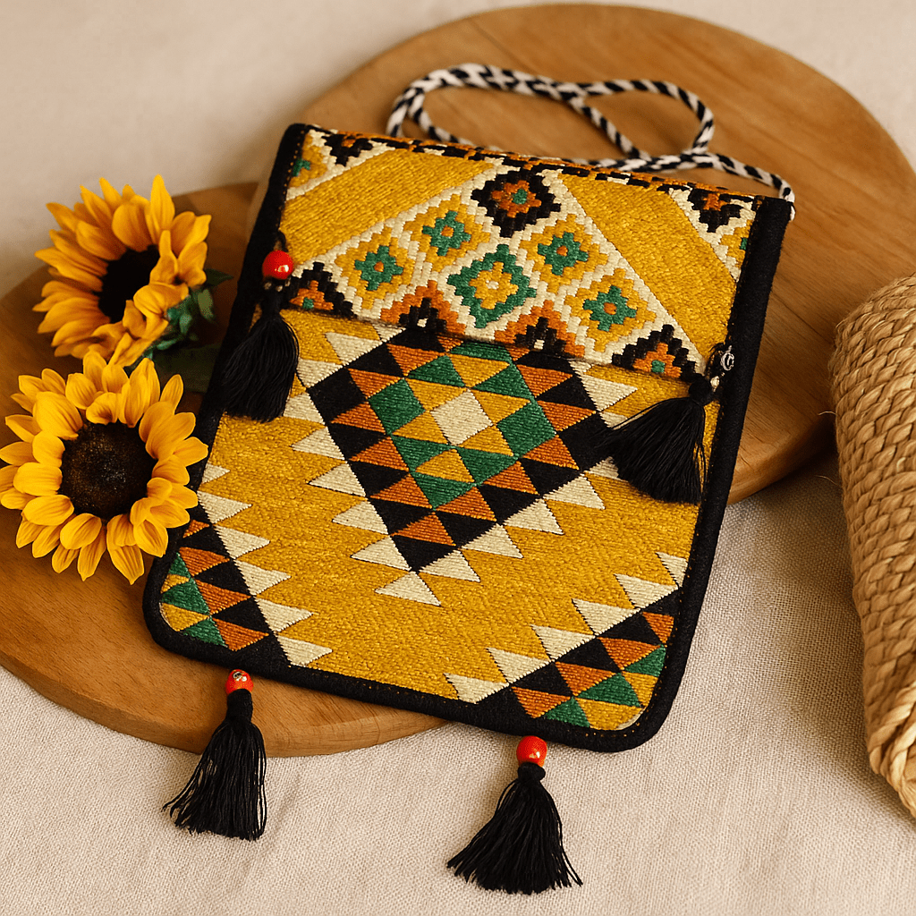 Kilim Messenger Bag Yellow - SHAMTAM.COM