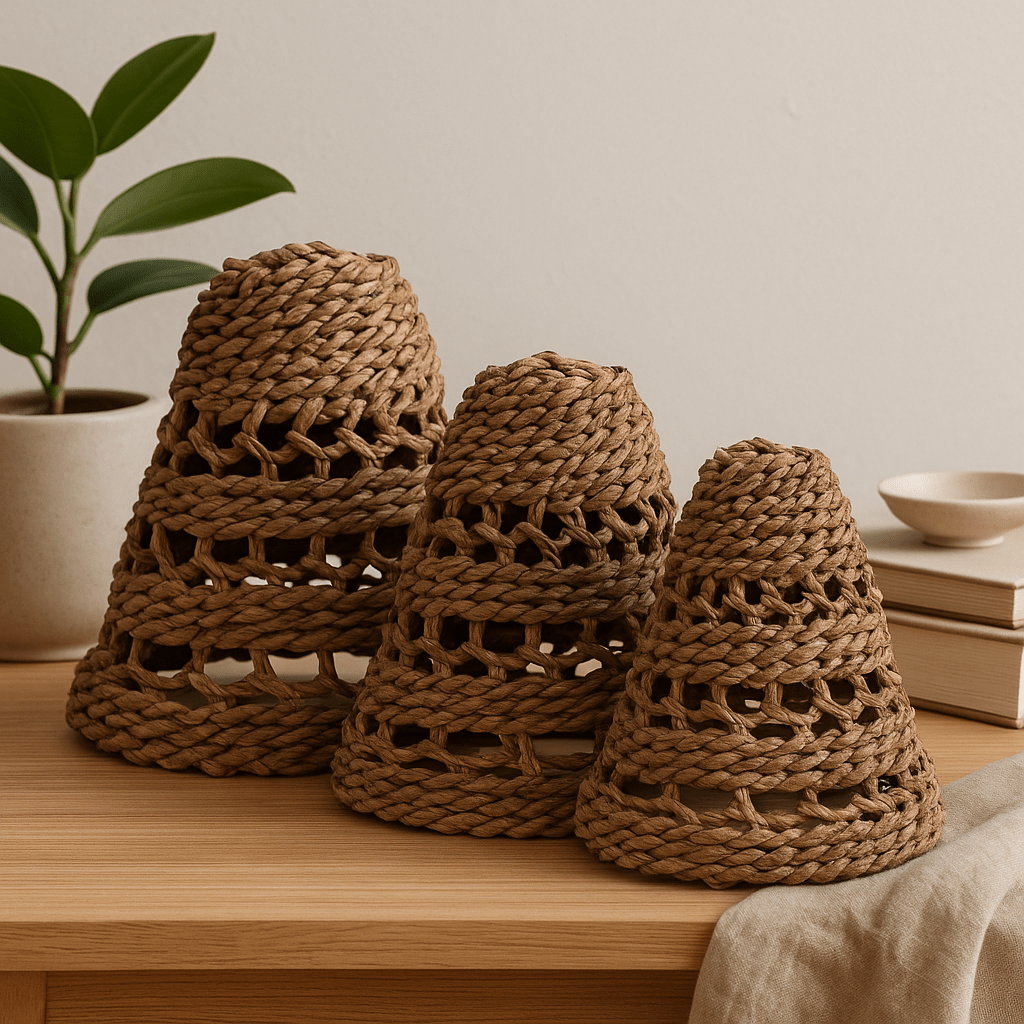 Lamp Shades Natural Banana Leaf Set of 3 - SHAMTAM.COM