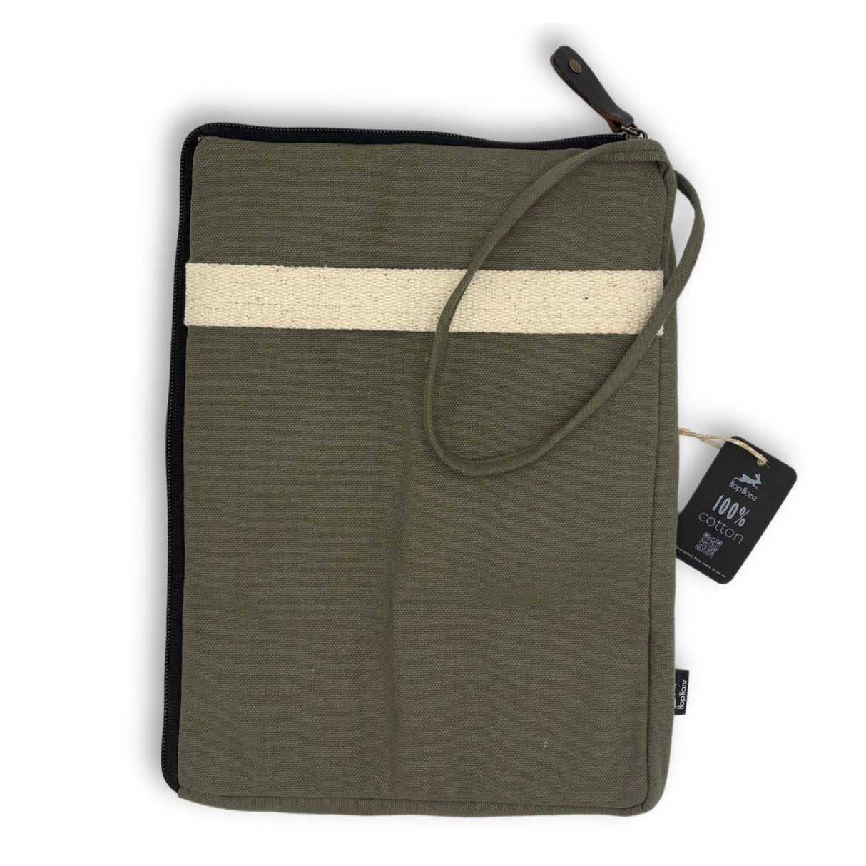 Olive Canvas Travel Laptop Pouch with Quick Access Design and Extra Storage - SHAMTAM.COM