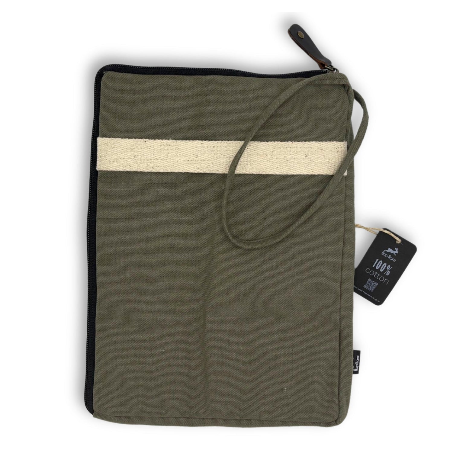 Olive Canvas Travel Laptop Pouch with Quick Access Design and Extra Storage - SHAMTAM.COM