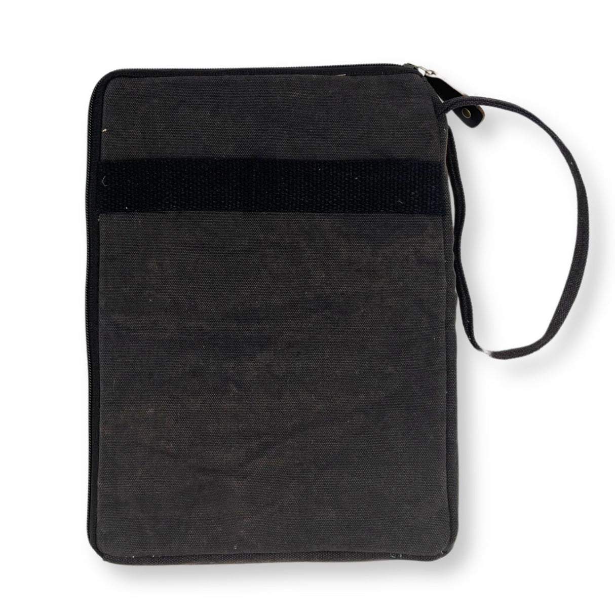 Charcoal Stonewash Travel Laptop Pouch with Quick Access Design and Extra Side Pocket - Slim, Portable, and 100% Cotton Organizer - SHAMTAM.COM
