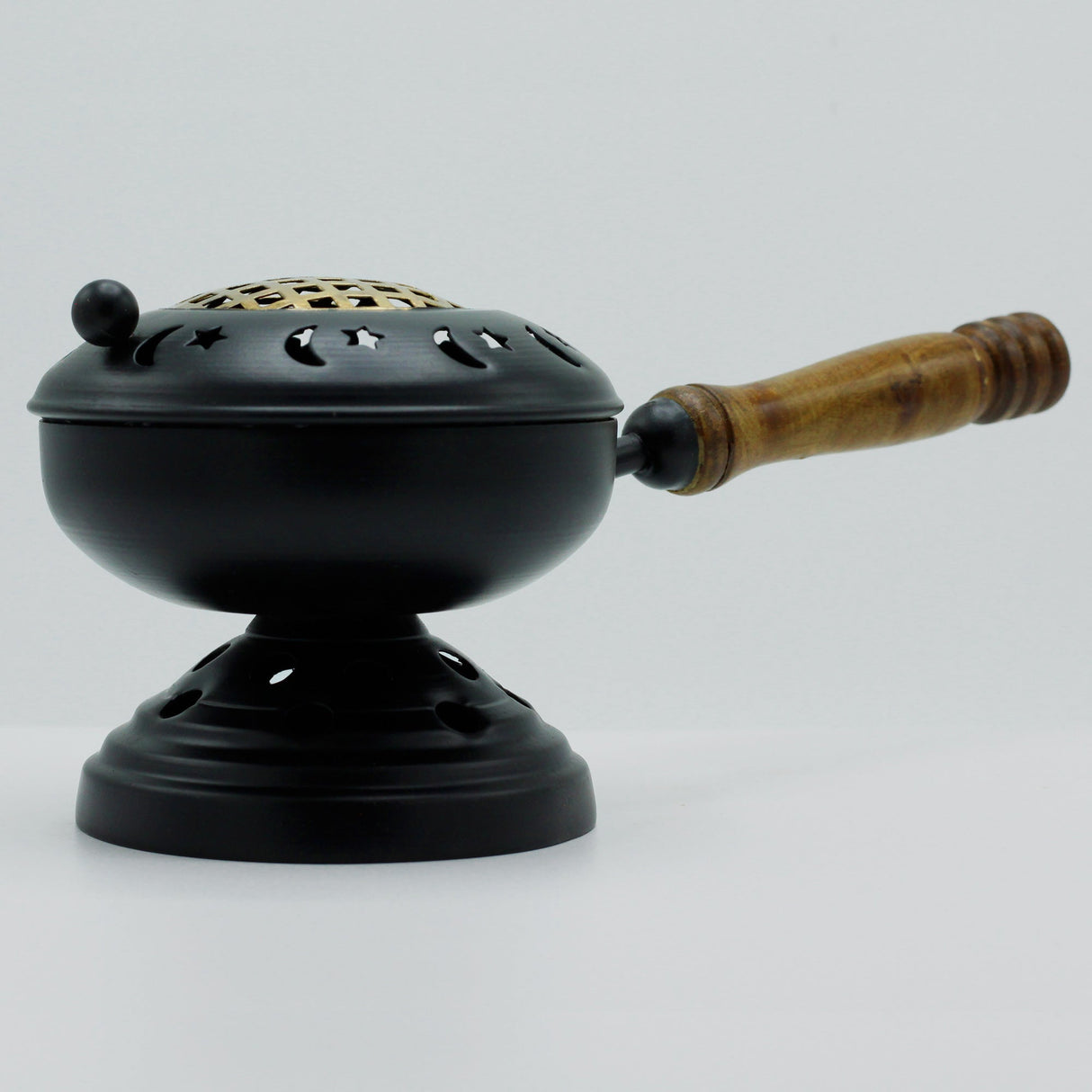 Large Iron Censer on Stand Incense Burner - Gold detail - SHAMTAM.COM
