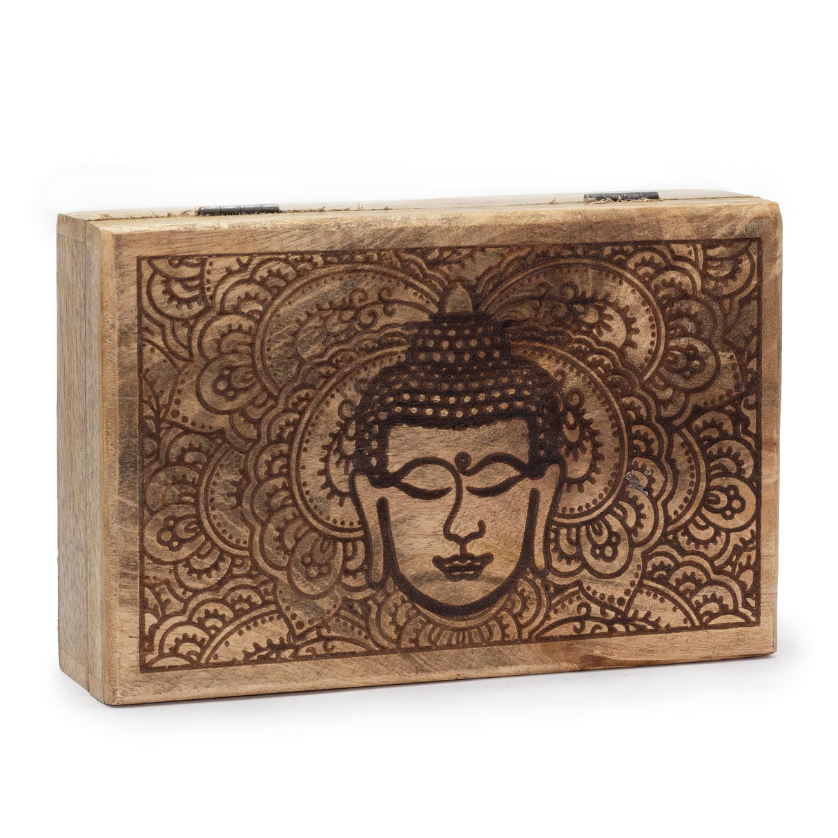Big Rectangle Box 21.5x14x6.3cm - Buddha Face Black Engraved - SHAMTAM.COM