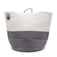 Two - Tone Cotton Rope Laundry & Storage Basket 45x40cm - Stylish Grey & Cream with Handle - SHAMTAM.COM