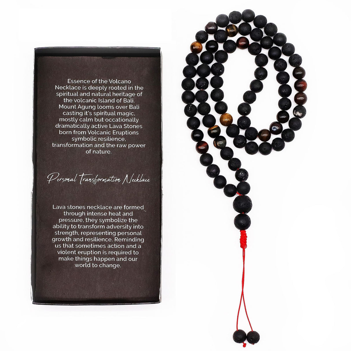 Lava Stone Meditation Mala Necklace with Tassel - SHAMTAM.COM