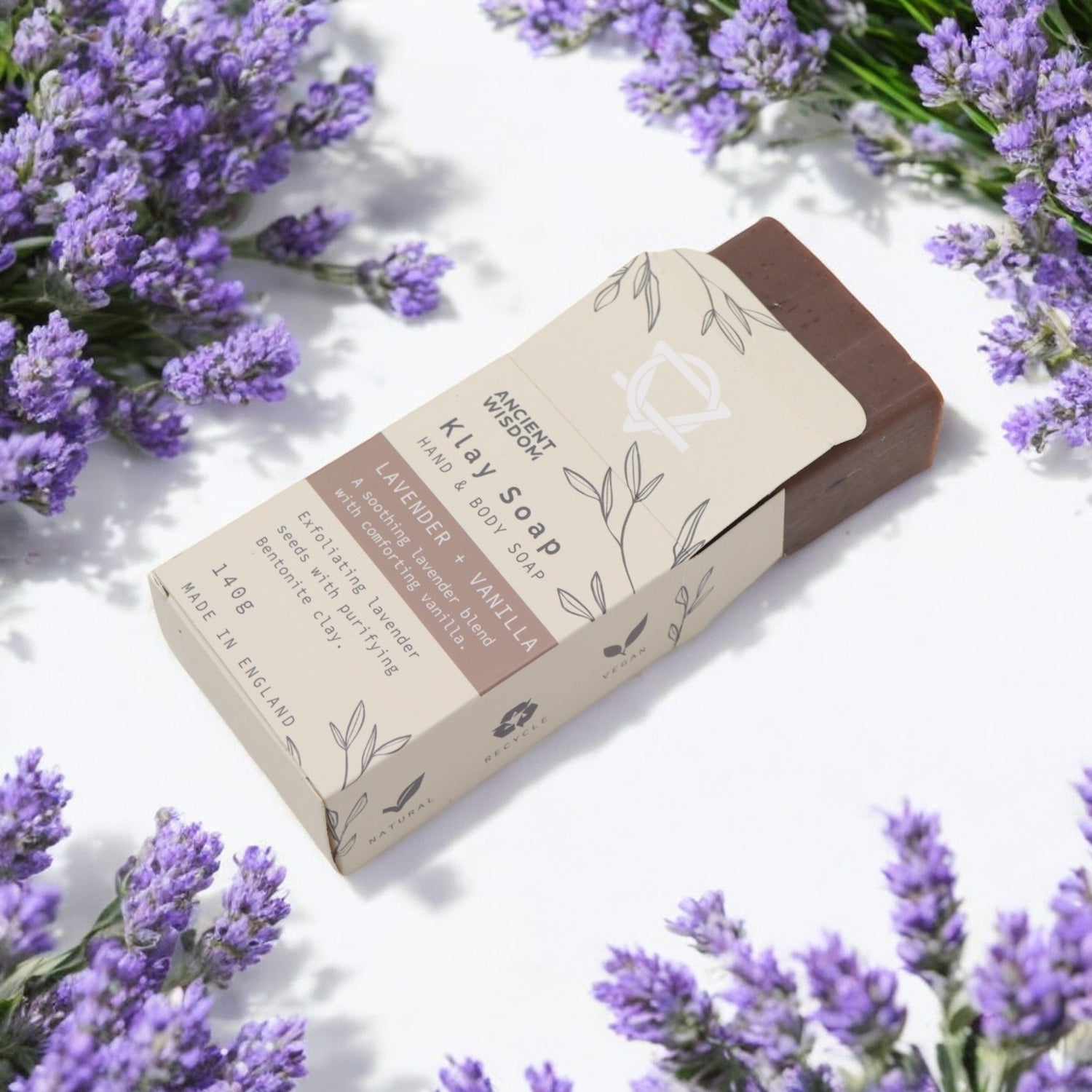 Luxurious Klay Soap with Lavender & Vanilla - Natural Vegan Cleanser with Bentonite Clay & Exfoliating Lavender Seeds - Made in UK - SHAMTAM.COM