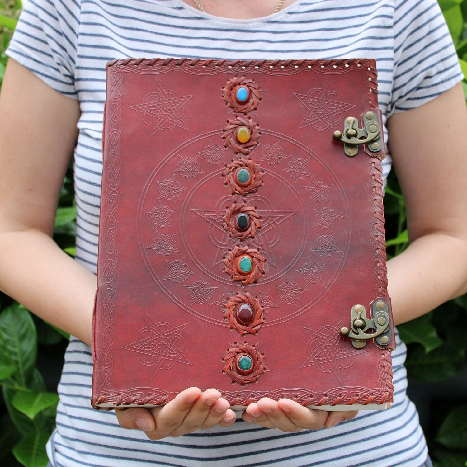 Huge 7 Chakra Handmade Notebook Journal - 10x13" 200 pages - SHAMTAM.COM