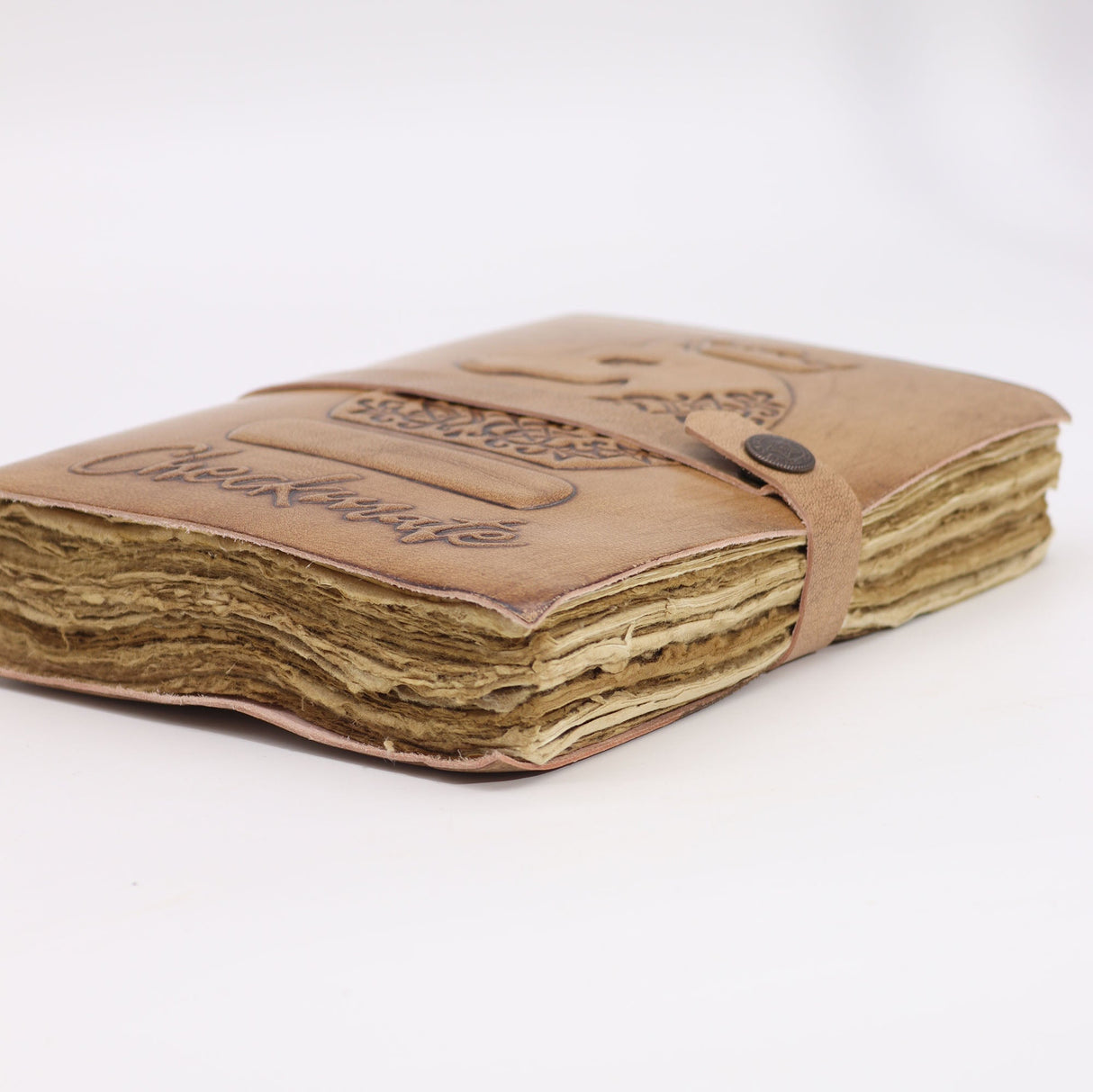 Checkmate Leather Journal - Embossed Horse Knight Design - 200 Pages - Rustic Tan - 20x15cm with Strap Closure - SHAMTAM.COM