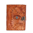 Handcrafted Leather Journal with Evil Eye Design - 160 Deckle Edge Pages, 17x12.5cm - Unique Artistic Notebook with Metal Clasp - SHAMTAM.COM