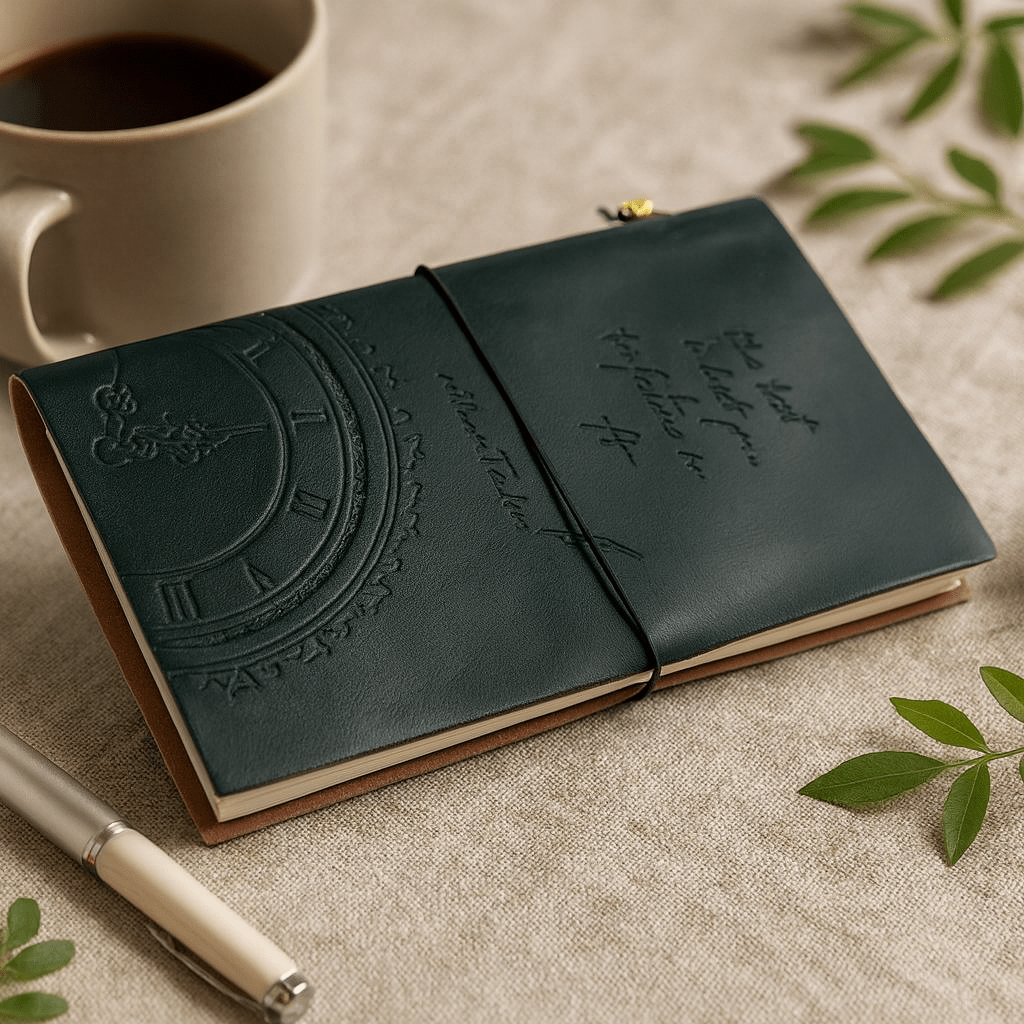 Leather Journal Handmade Green 80 Blank Pages - SHAMTAM.COM