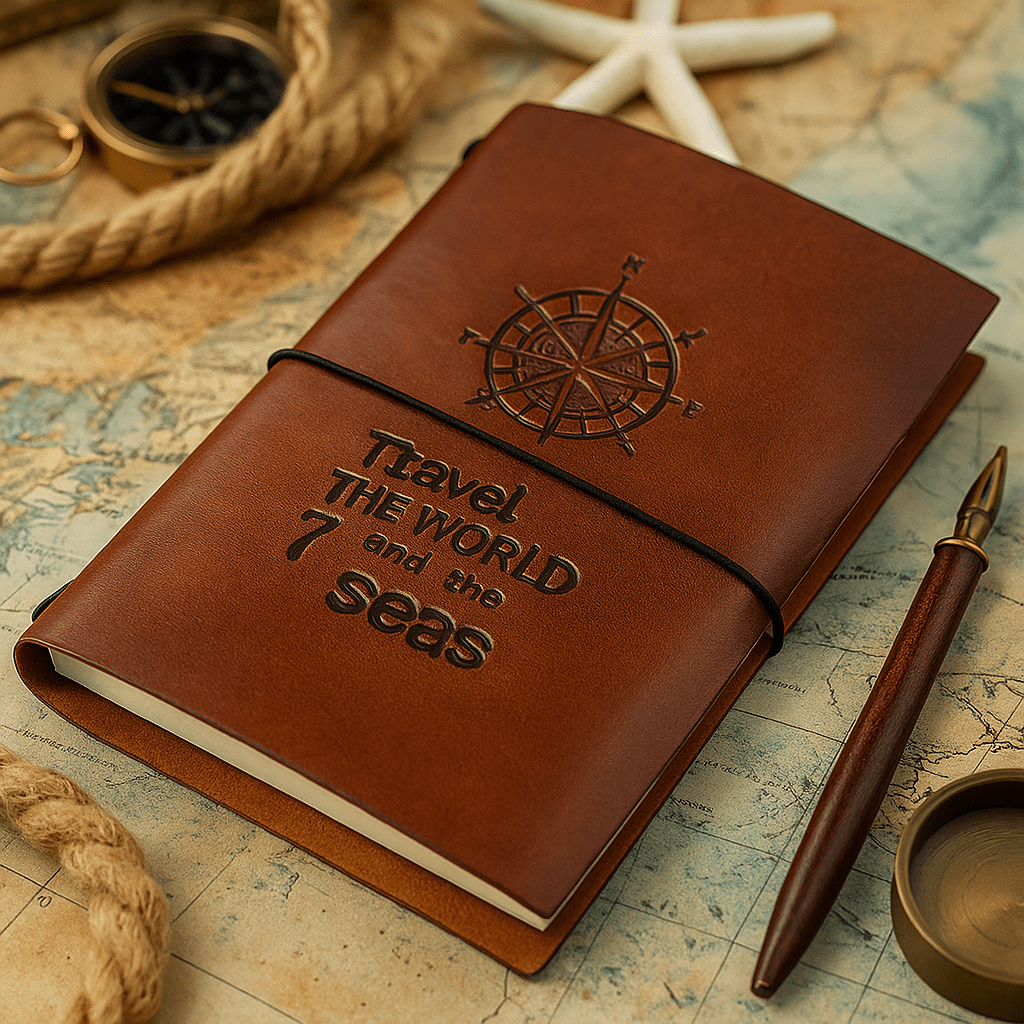 Leather Journal Travel The World Brown 80 Pages - SHAMTAM.COM
