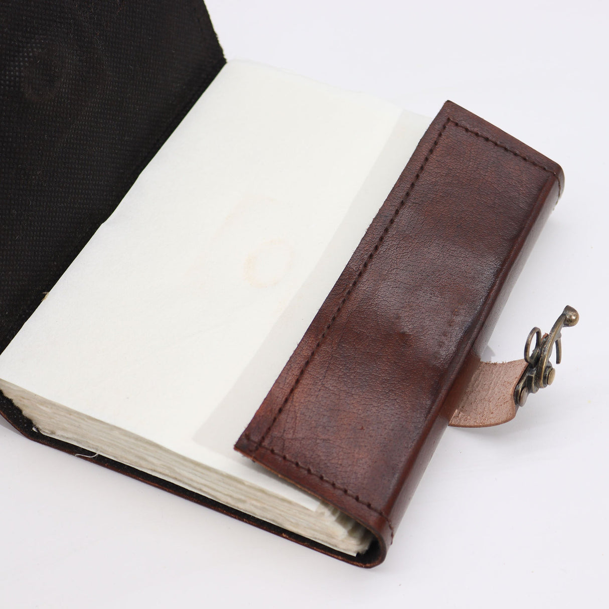 Handcrafted Leather Journal with Tree Embossed Design - Evil Eye Decor - 160 Deckle Edge Pages - 17x12.5cm - Rustic Brown with Metal Clasp Closure - SHAMTAM.COM