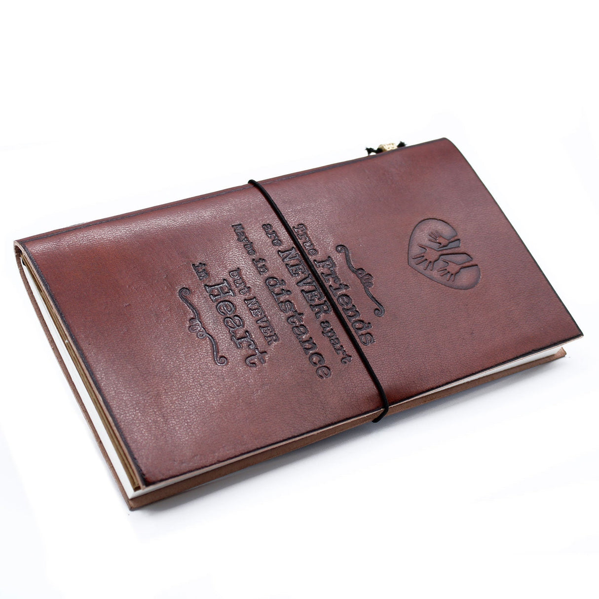 Handmade Leather Journal - True Friends - Brown (80 pages) - SHAMTAM.COM