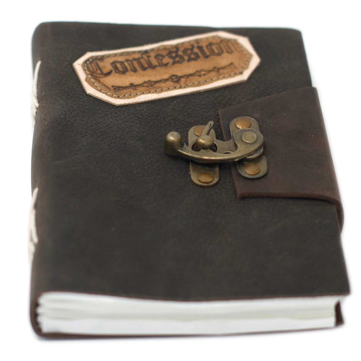 Leather Black Confessions with Lock Notebook (7x5") - SHAMTAM.COM