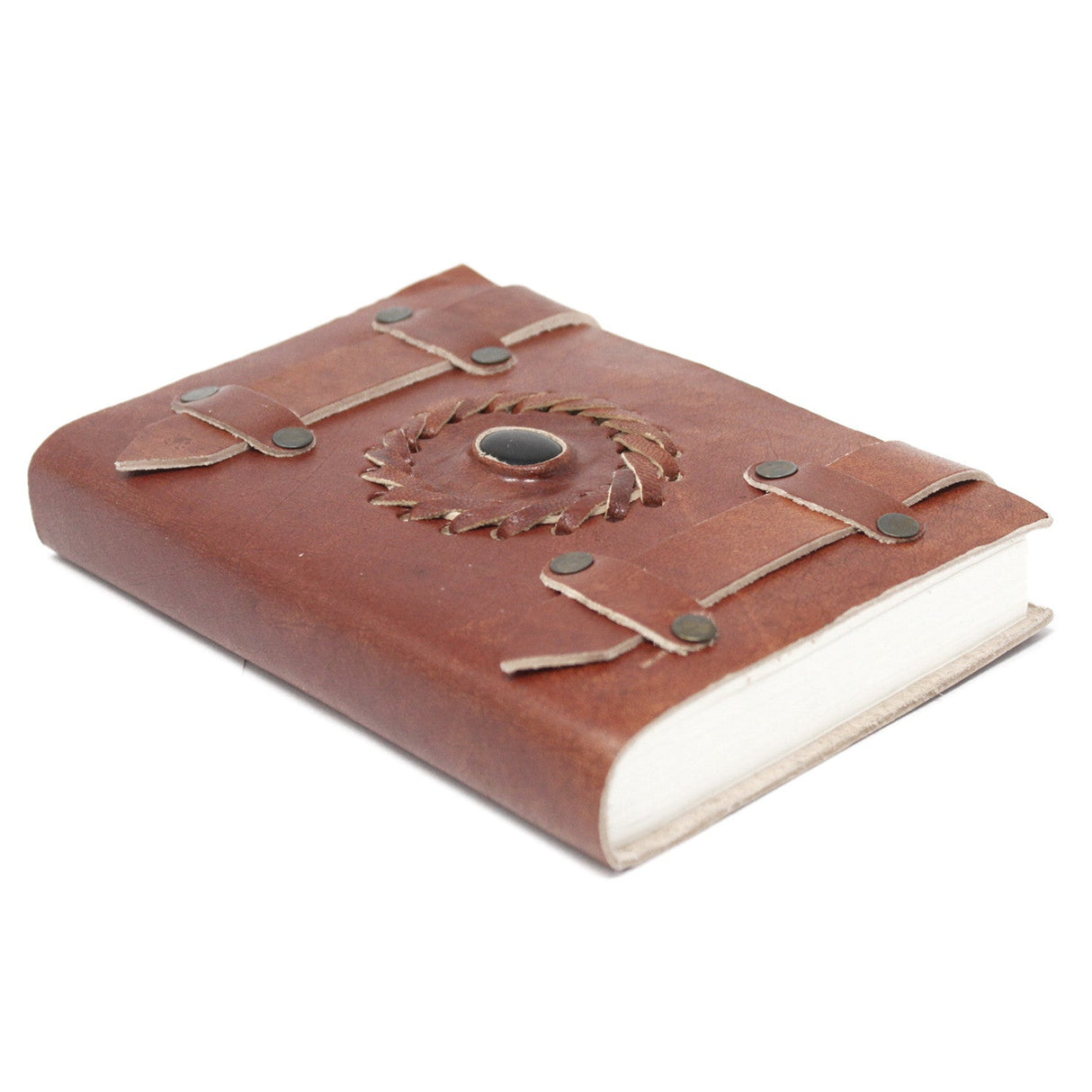 Leather Notebook Black Onyx with Belts (6x4") - SHAMTAM.COM