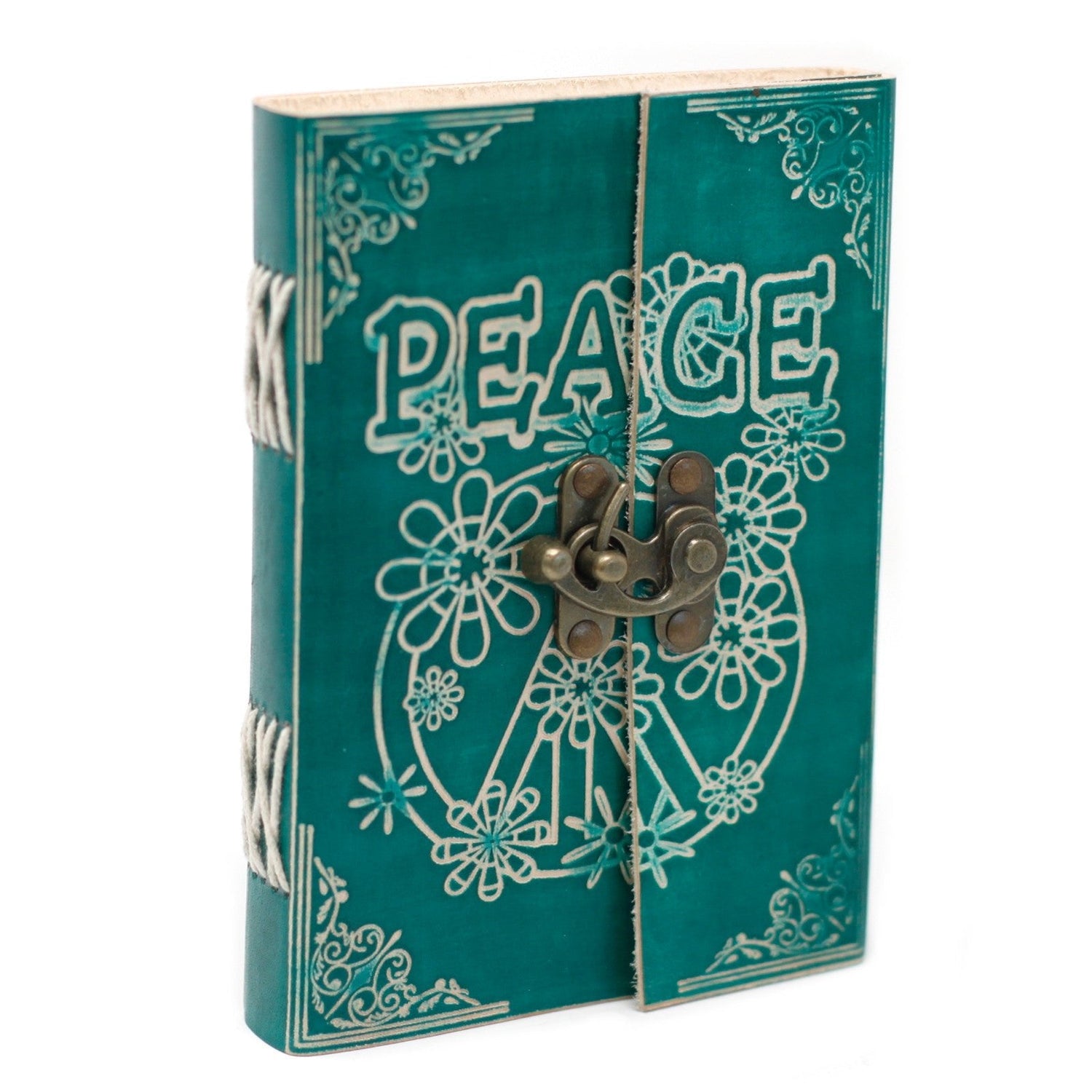 Leather Notebook Green Peace with Lock (7x5") - SHAMTAM.COM