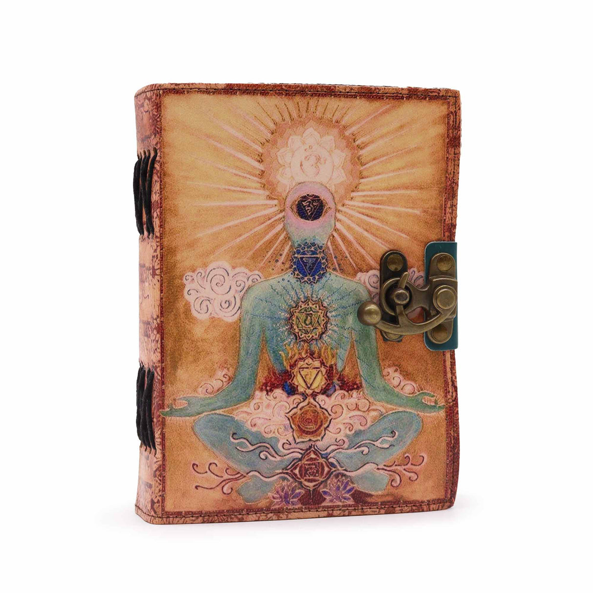 Leather "Buddha Seven Chakra" Deckle - edge Notebook - SHAMTAM.COM