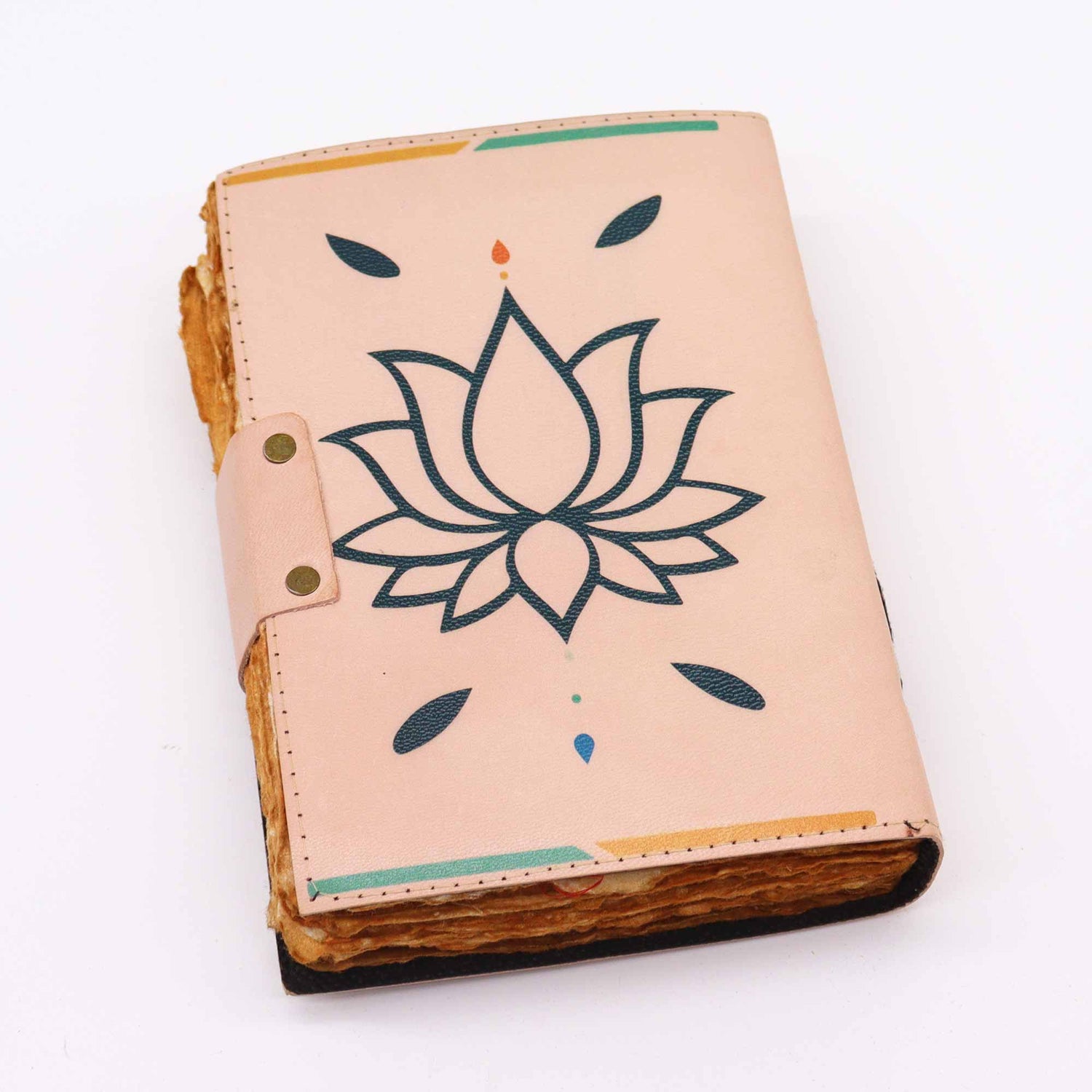Leather Seven Chakra Colours Deckle - edge Notebook - SHAMTAM.COM