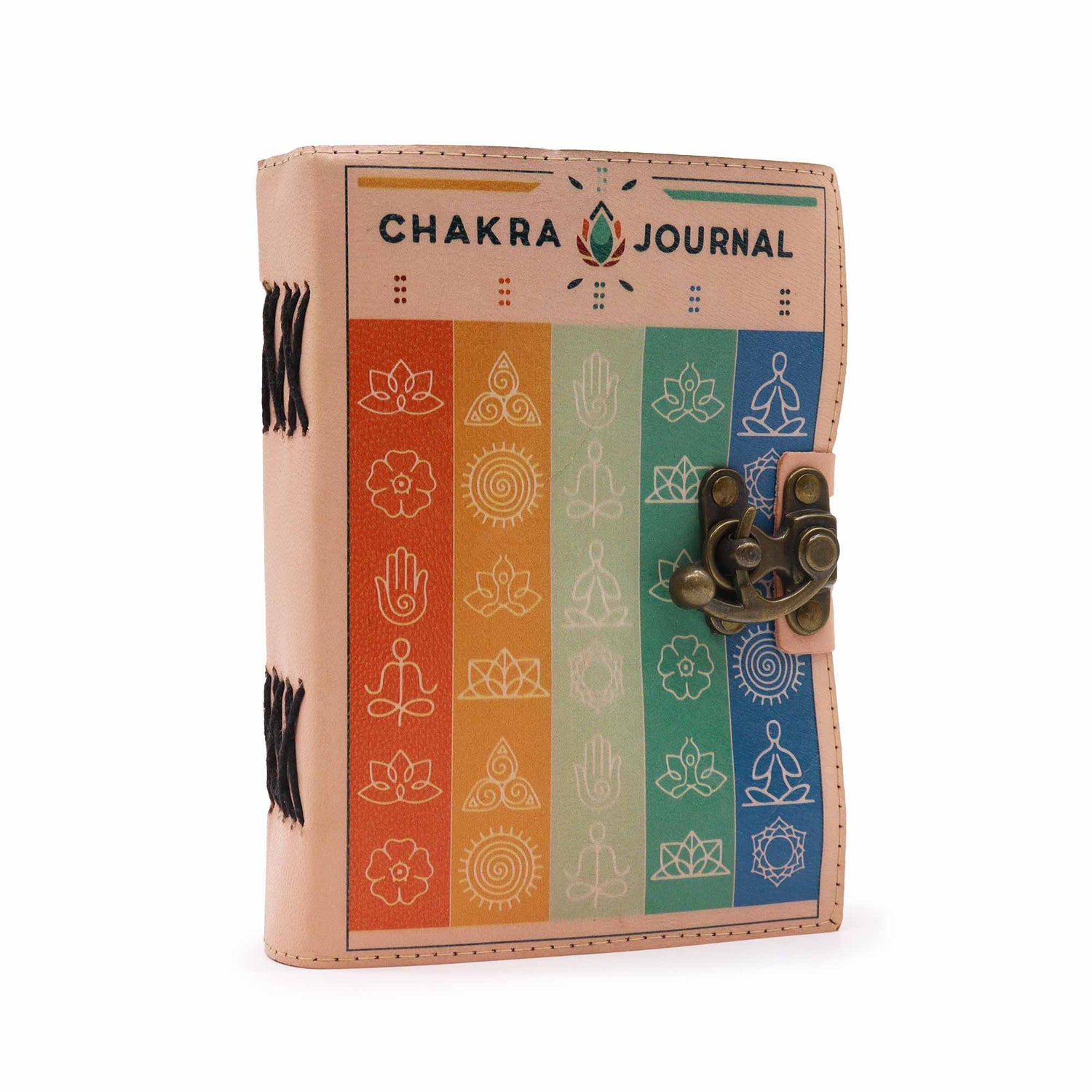 Leather Seven Chakra Colours Deckle - edge Notebook - SHAMTAM.COM