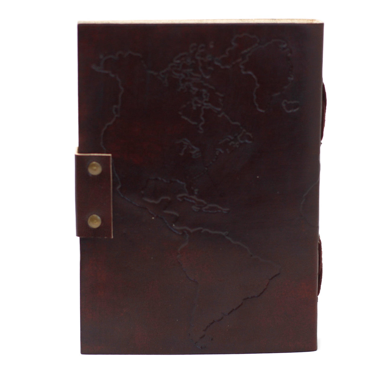 Leather Notebook World Map & Stitching (7x5") - SHAMTAM.COM