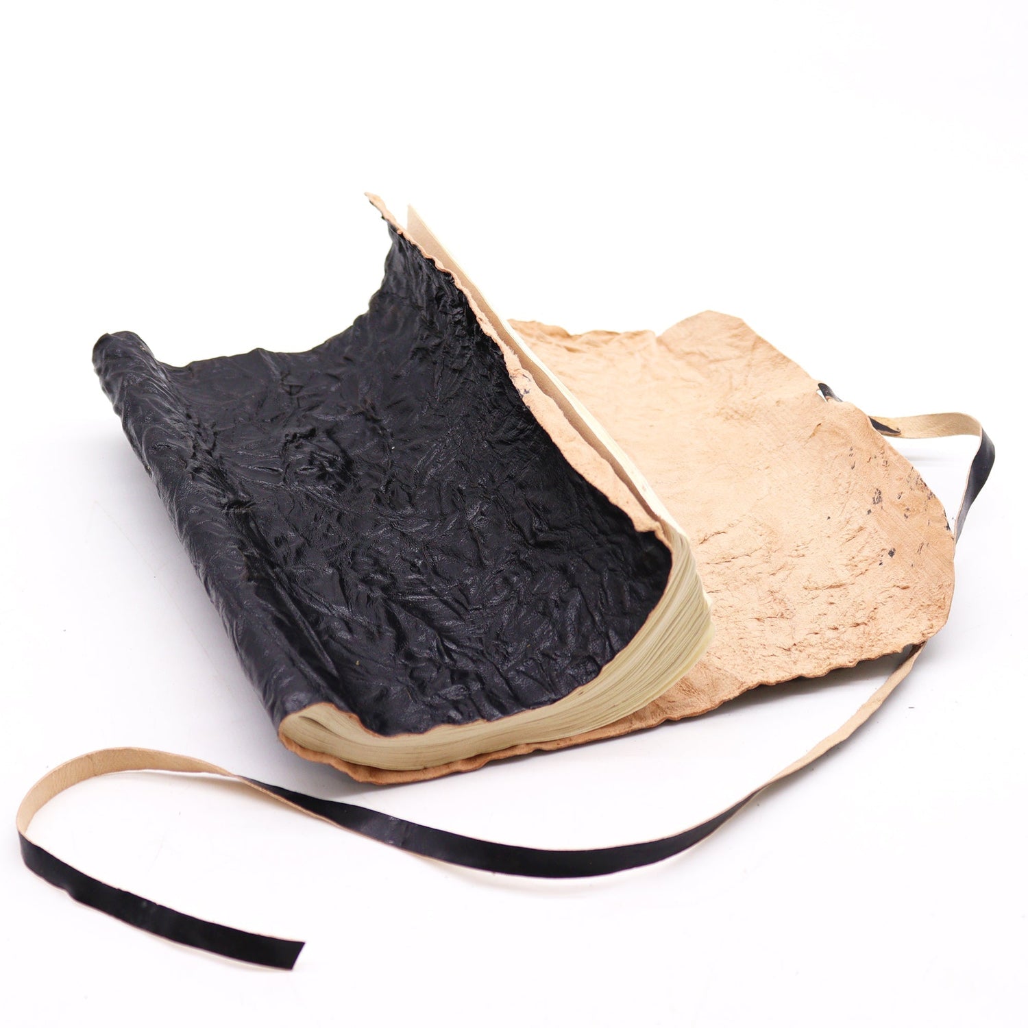 Travel Notebook Rolled Leather - 96 pages - Black 21x15cm - SHAMTAM.COM