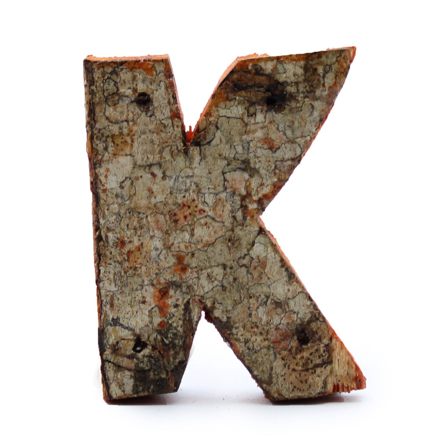 Letter K Decor Rustic Bark, 7 cm - SHAMTAM.COM