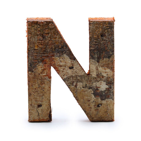 Letter N Decor Rustic Bark 7 cm - SHAMTAM.COM